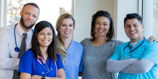 young nurses and hospital staff